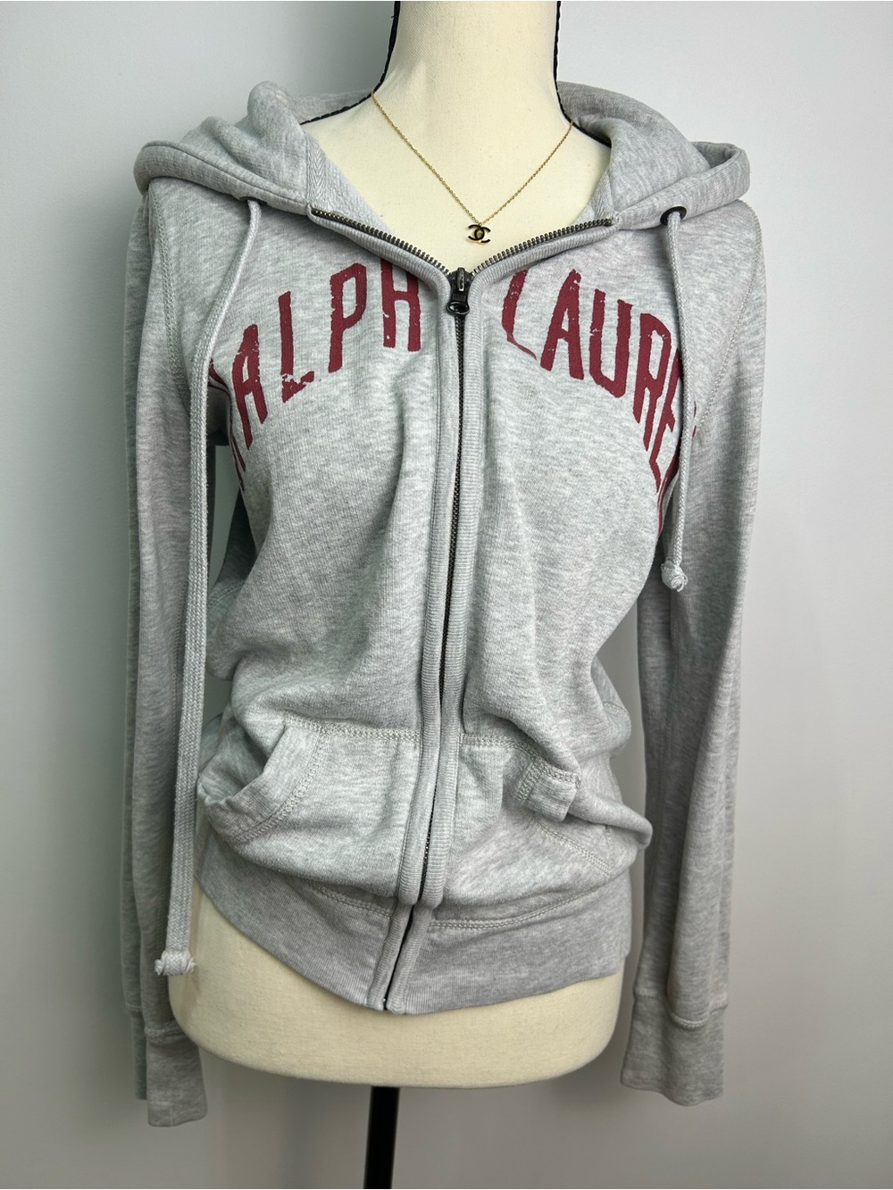 Vintage Y2K  Ralph Lauren Light Gray Zip Hoodie
